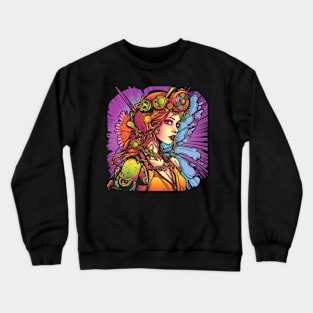 Steampunk Fairy Neon Profile Crewneck Sweatshirt